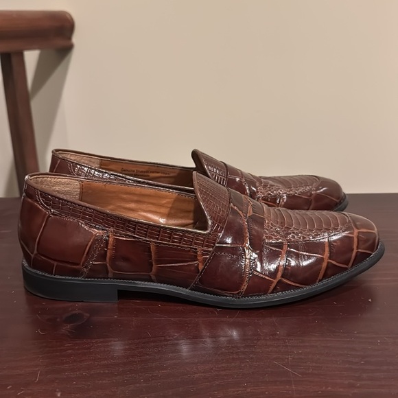 Stacy Adams brown, genuine, snake skin and leather slip on loafer style shoes 8 - Picture 5 of 12